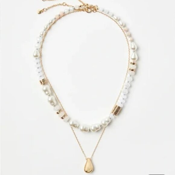 Loft Freshwater Pearl Bean Layered Statement Necklace - Picture 3 of 8